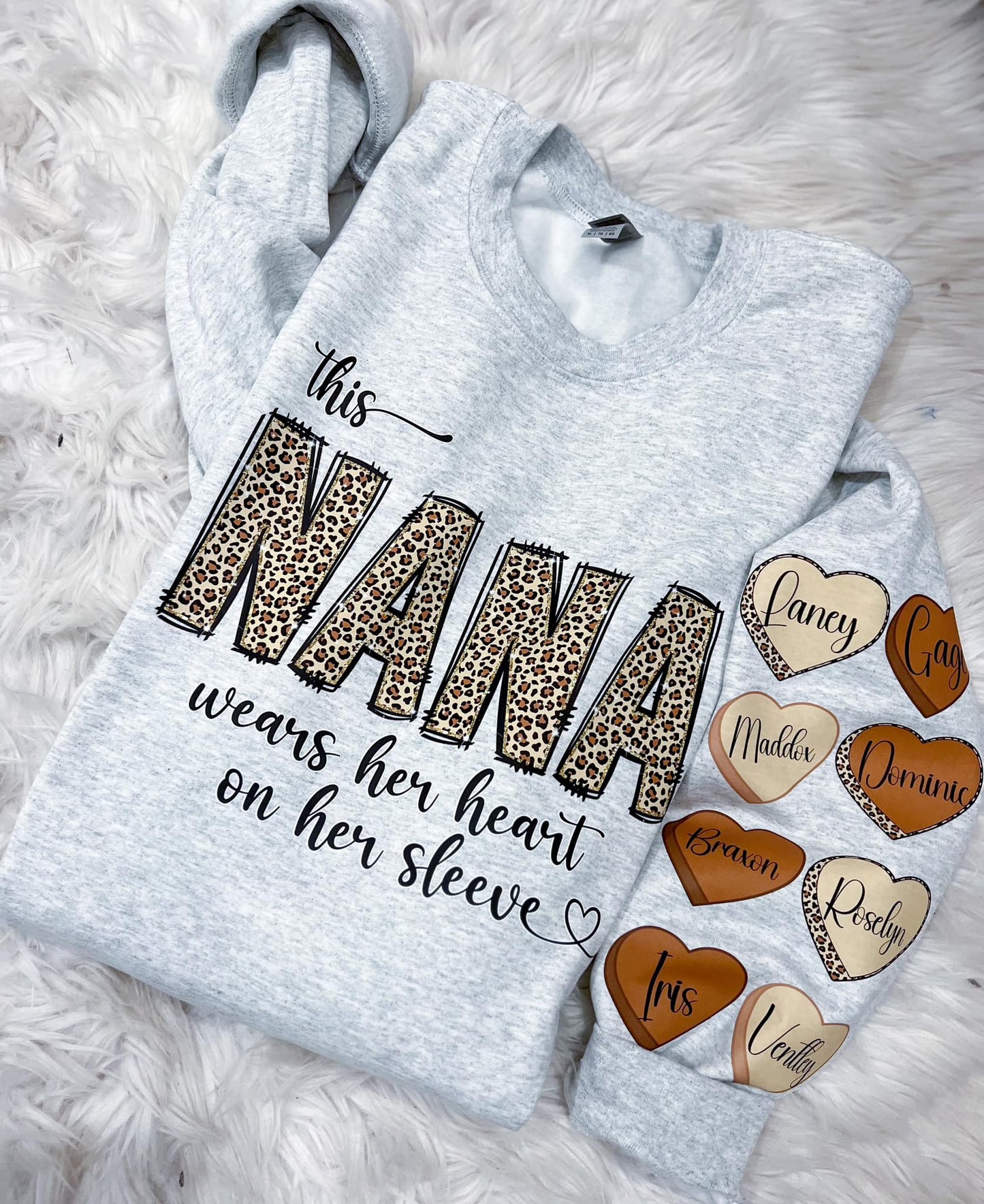 PERSONALIZED wears her heart on her sleeve crew + tee