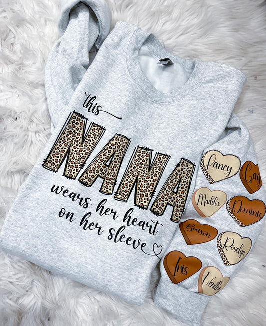 PERSONALIZED wears her heart on her sleeve crew + tee