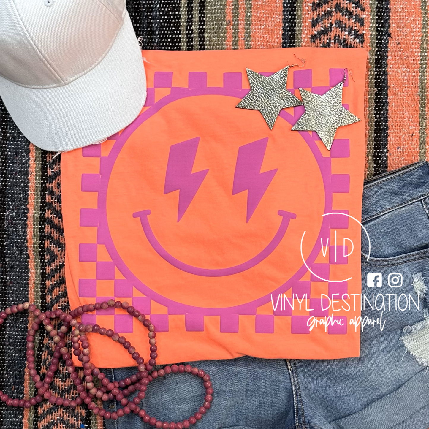 PUFF INK HAPPY FACE NEON TEE