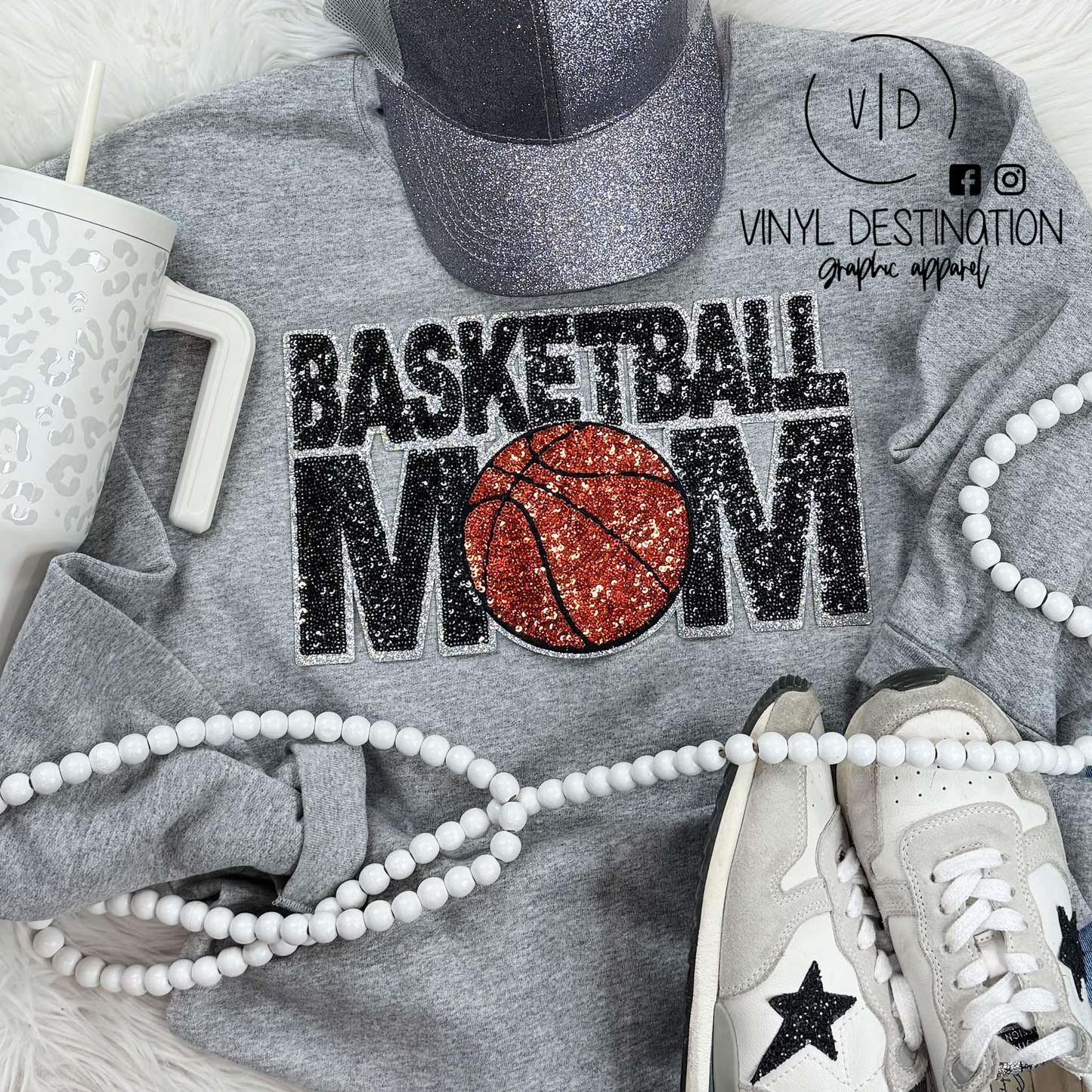Basketball Mom Chenille Patch T-SHIRT/CREWNECK