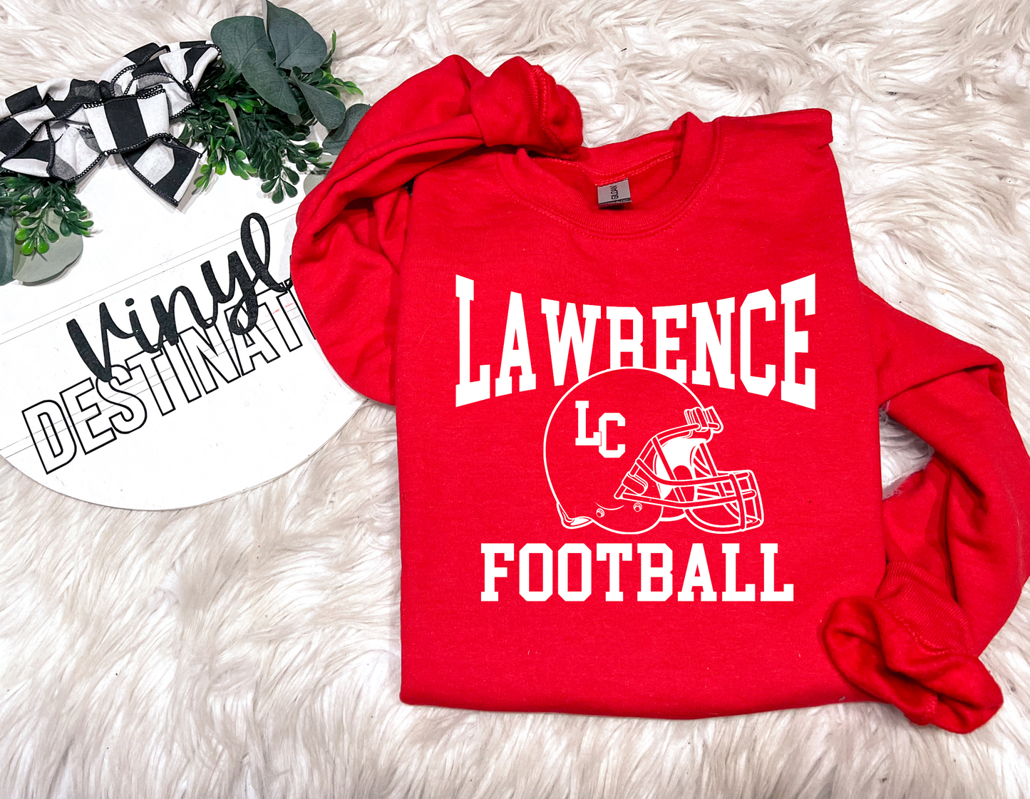 YOUTH ONLY LAWRENCE FOOTBALL ON RED