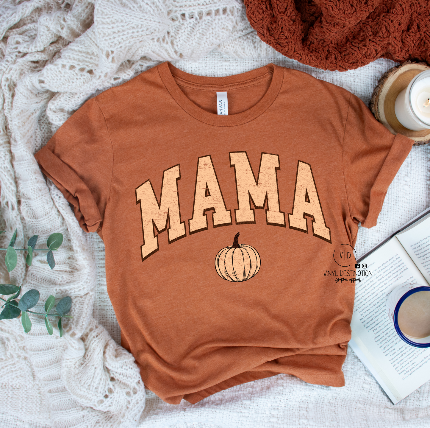 Fall Mama Cream on Rust Tee