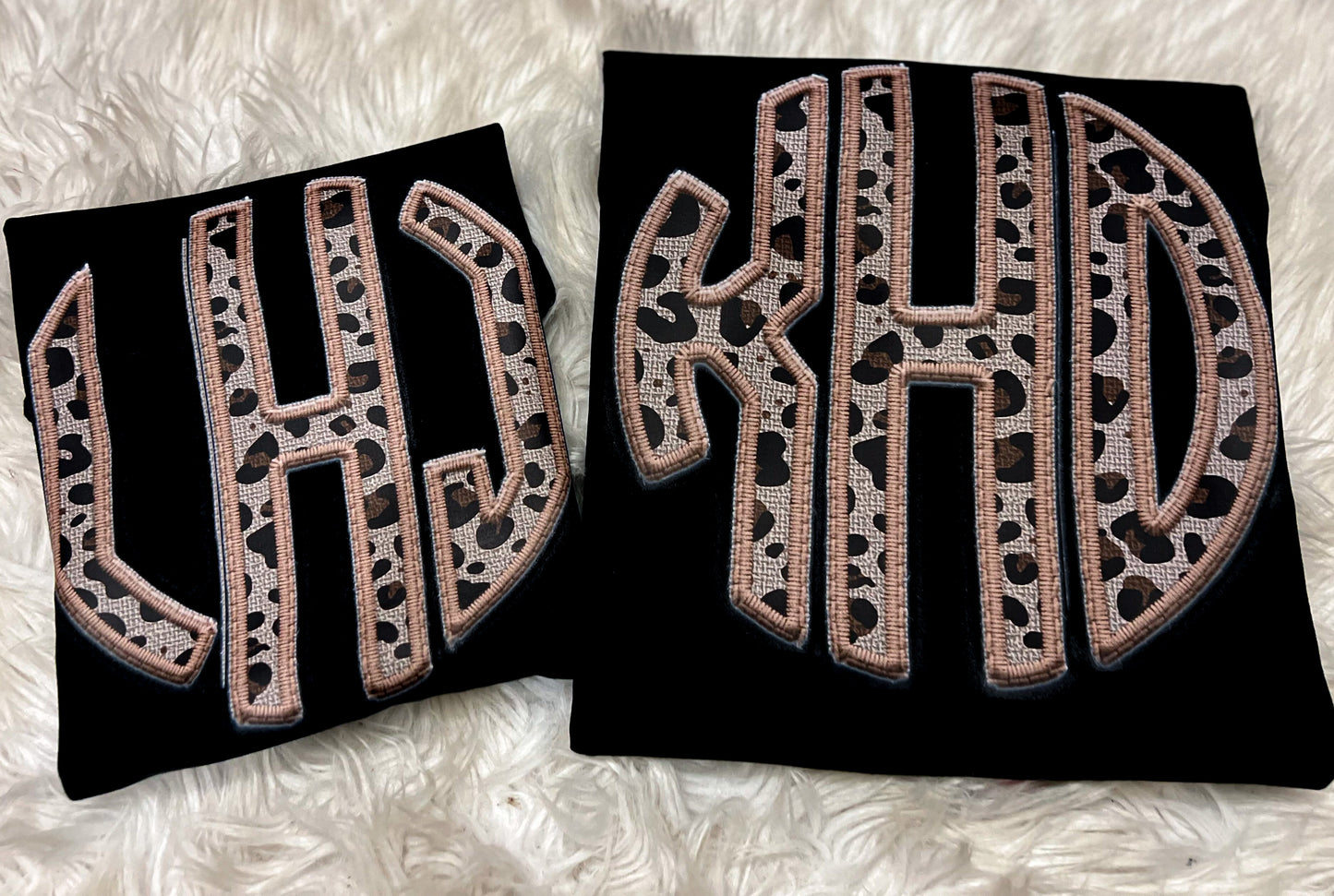 Faux embroidered Leopard Monogram Crew + Tee