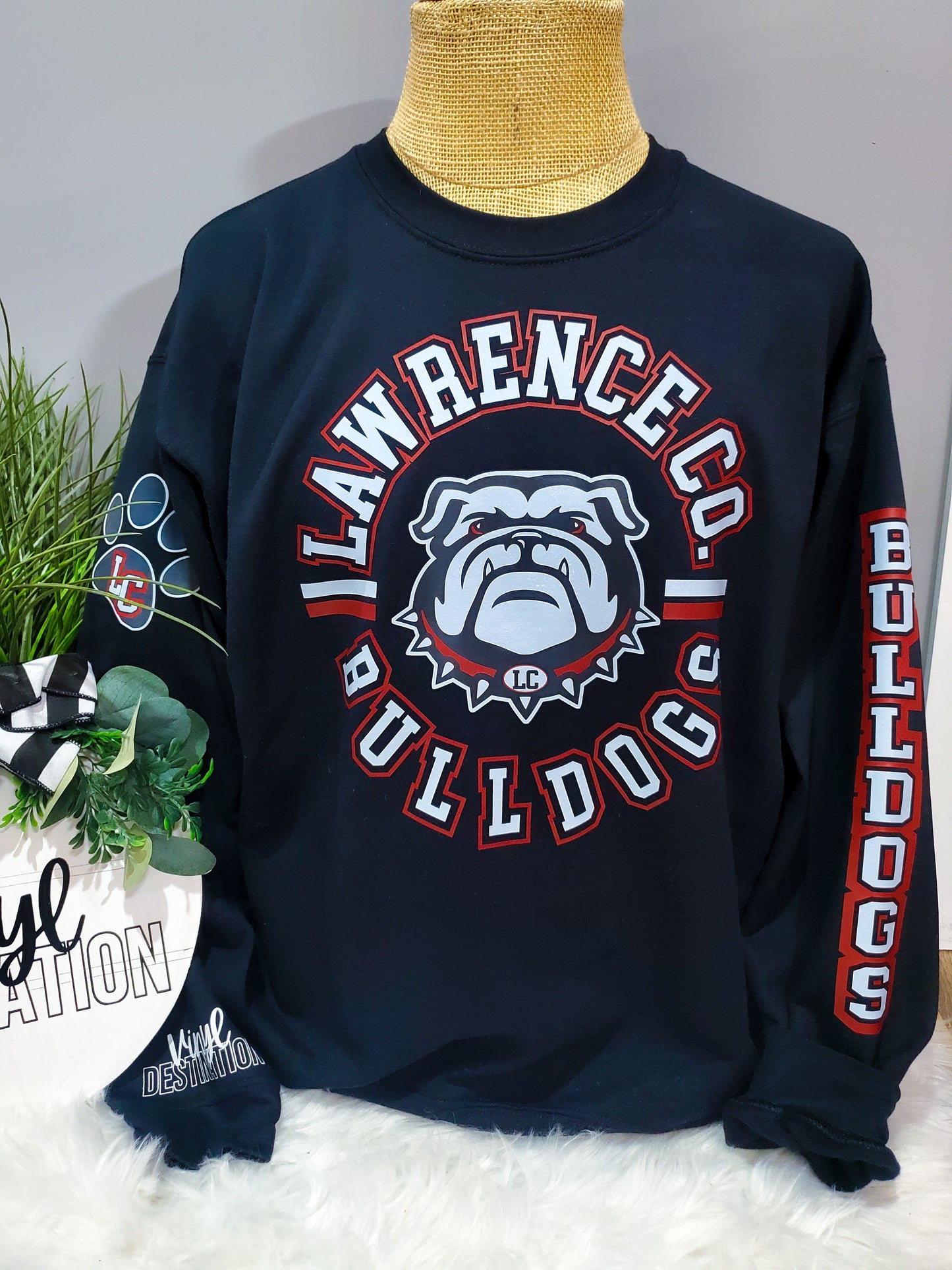 Lawrence Co Bulldogs Circle Font Pullover Sweatshirt