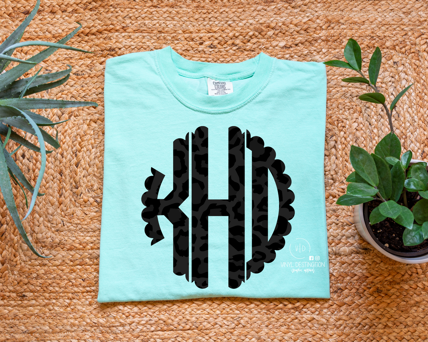 BLACK LEOPARD MONOGRAM TEE