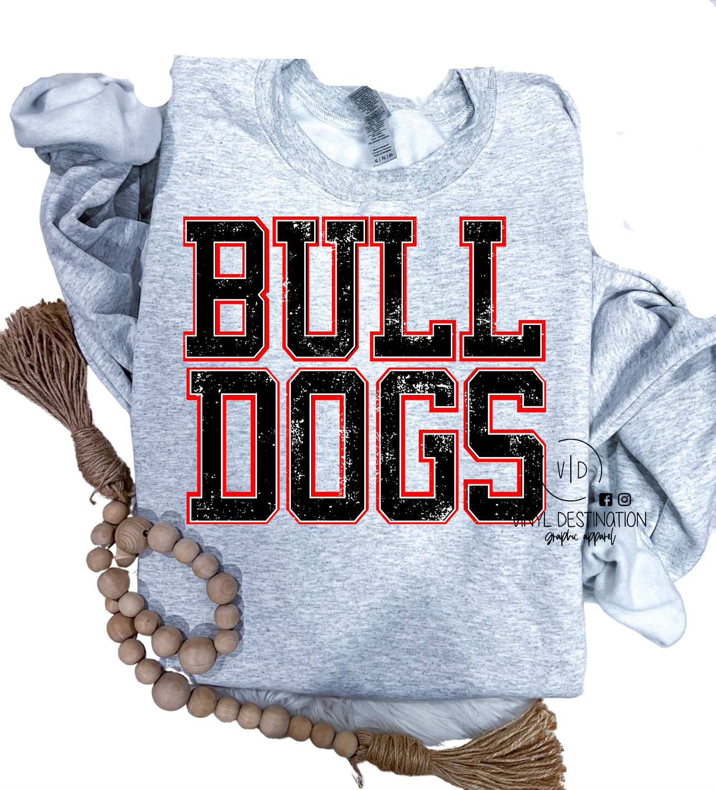 LAYERED DISTRESSED BULLDOG PULLOVER/ TEE