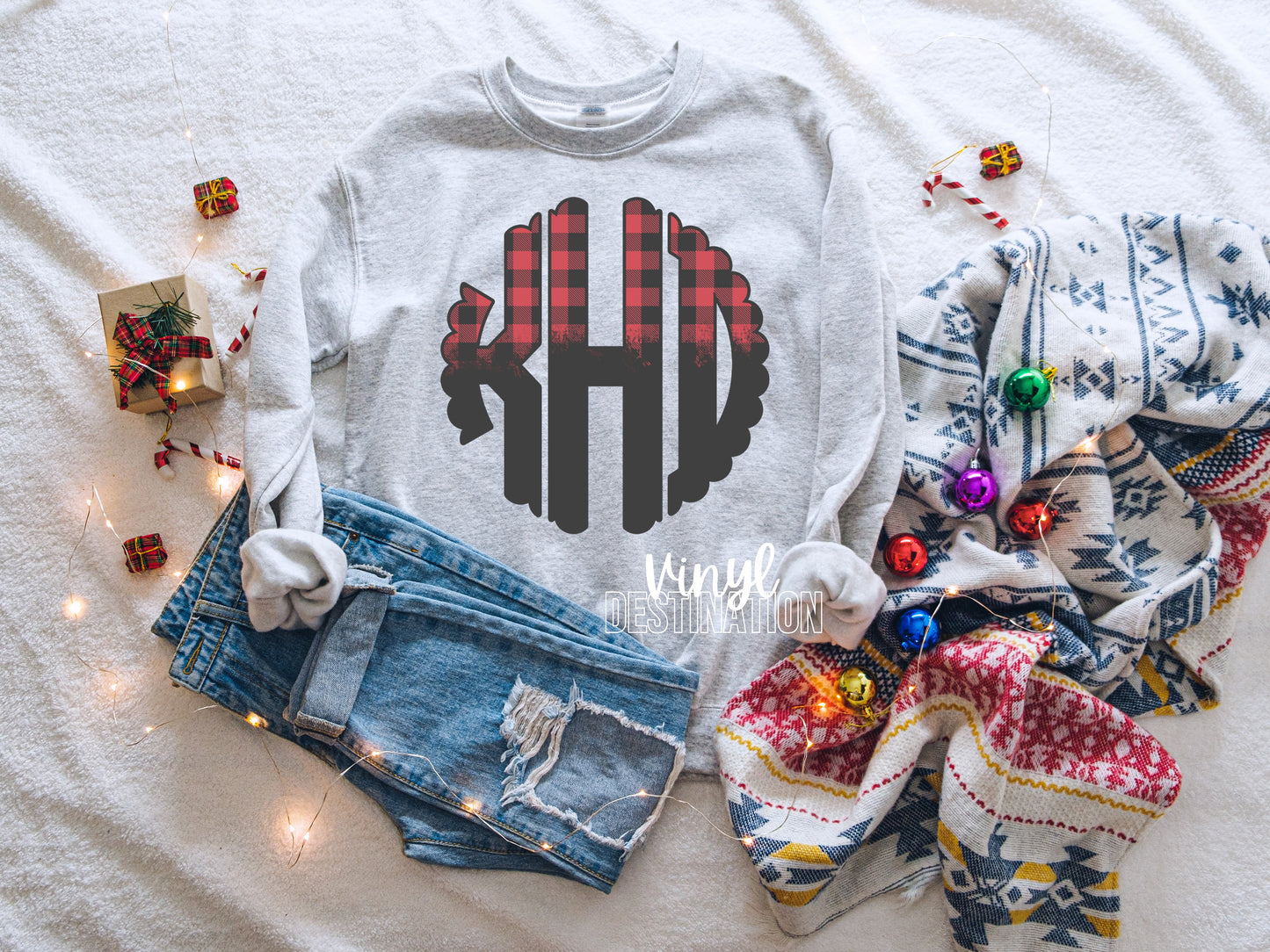 Buffalo Plaid/Black monogram pullover