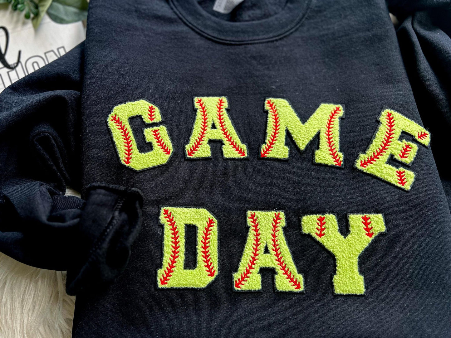 GAME DAY- SOFTBALL CHENILLE PATCH CREW+TEE