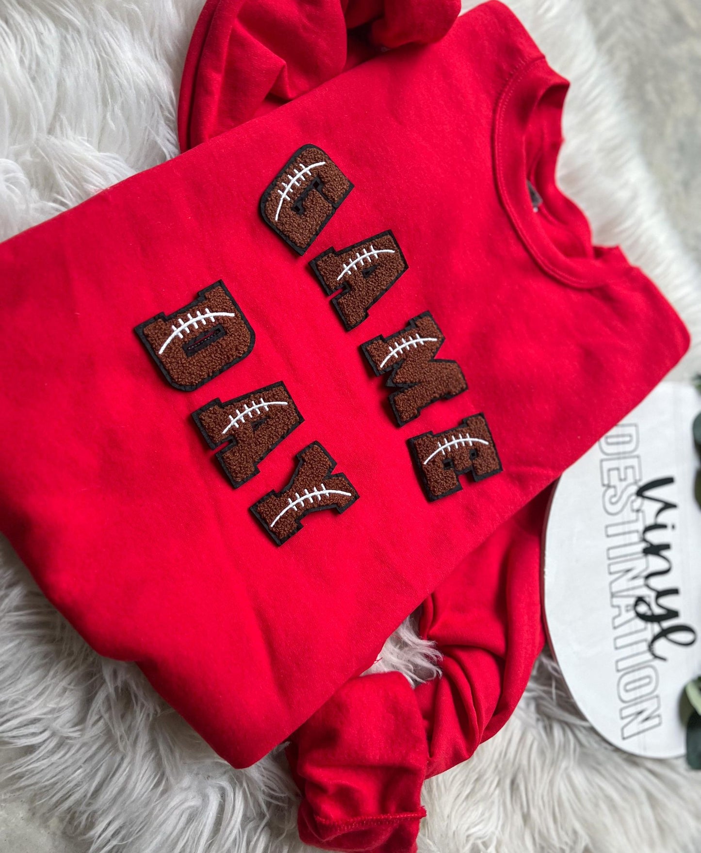 GAME DAY- FOOTBALL CHENILLE PATCH CREW+TEE