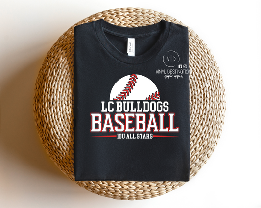 10u baseball ALL STARS TEE- ROSTER WILL BE ON THE BACK