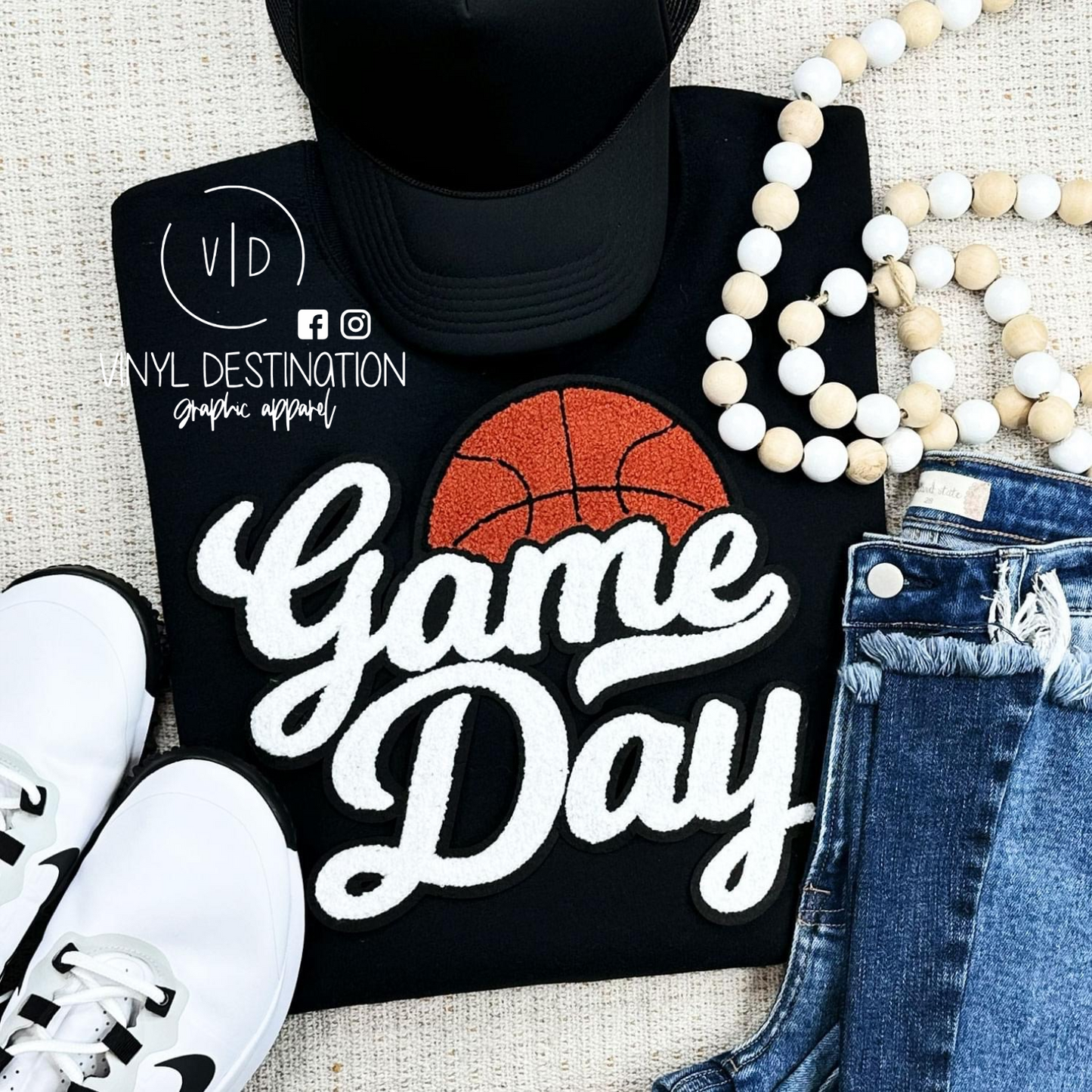 BASKETBALL GAME DAY PATCH CREWNECK SWEATSHIRT