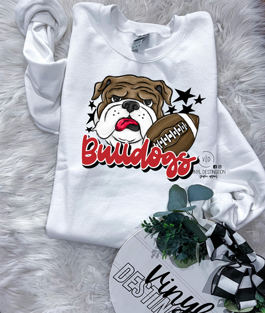 YOUTH BULLDOGS MASCOT FOOTBALL TEE, CREWNECK, OR HOODIE