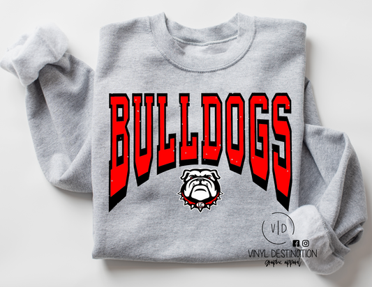 BULLDOGS ARCH FONT WITH MASCOT