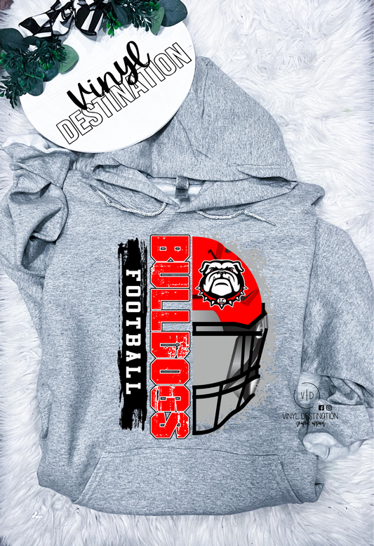 BULLDOGS FOOTBALL HELMET LOGO- TEE,CREW,HOODIE