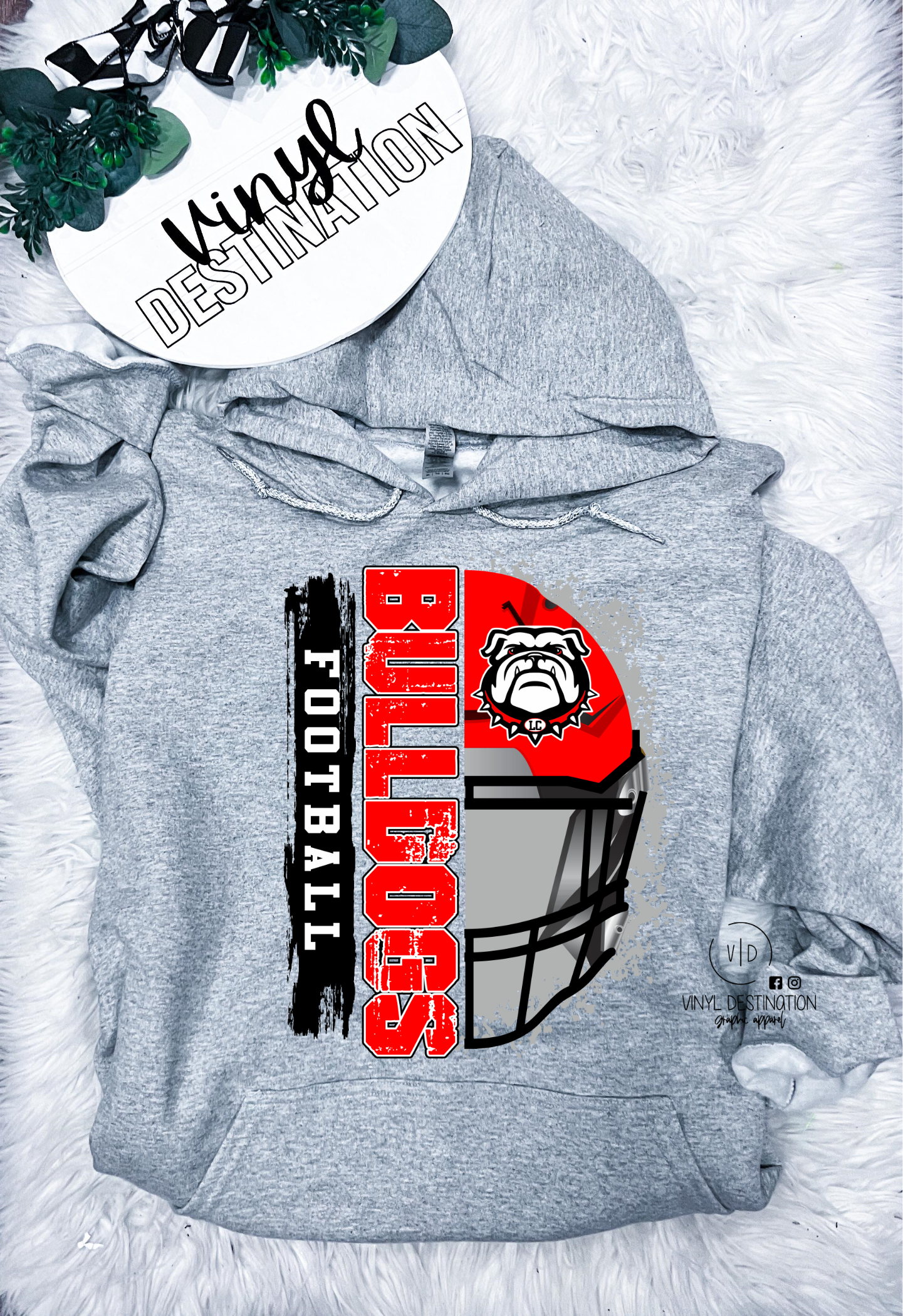 **YOUTH** BULLDOGS FOOTBALL HELMET LOGO- TEE,CREW,HOODIE