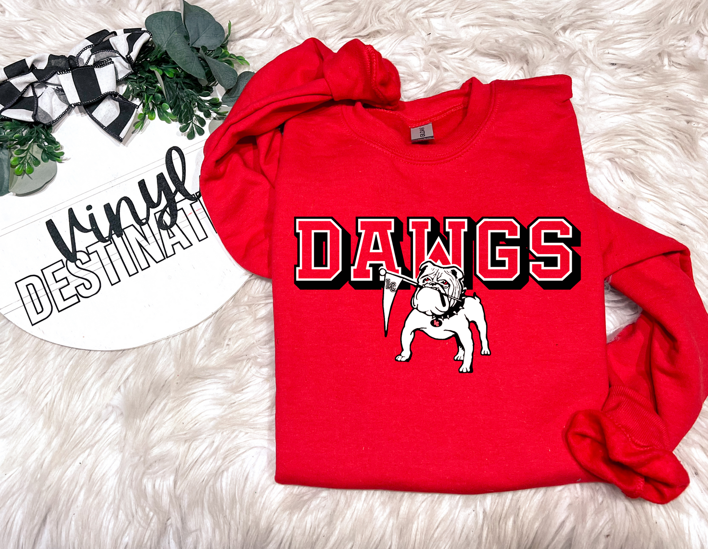 DAWGS ON RED CREWNECK SWEATSHIRT