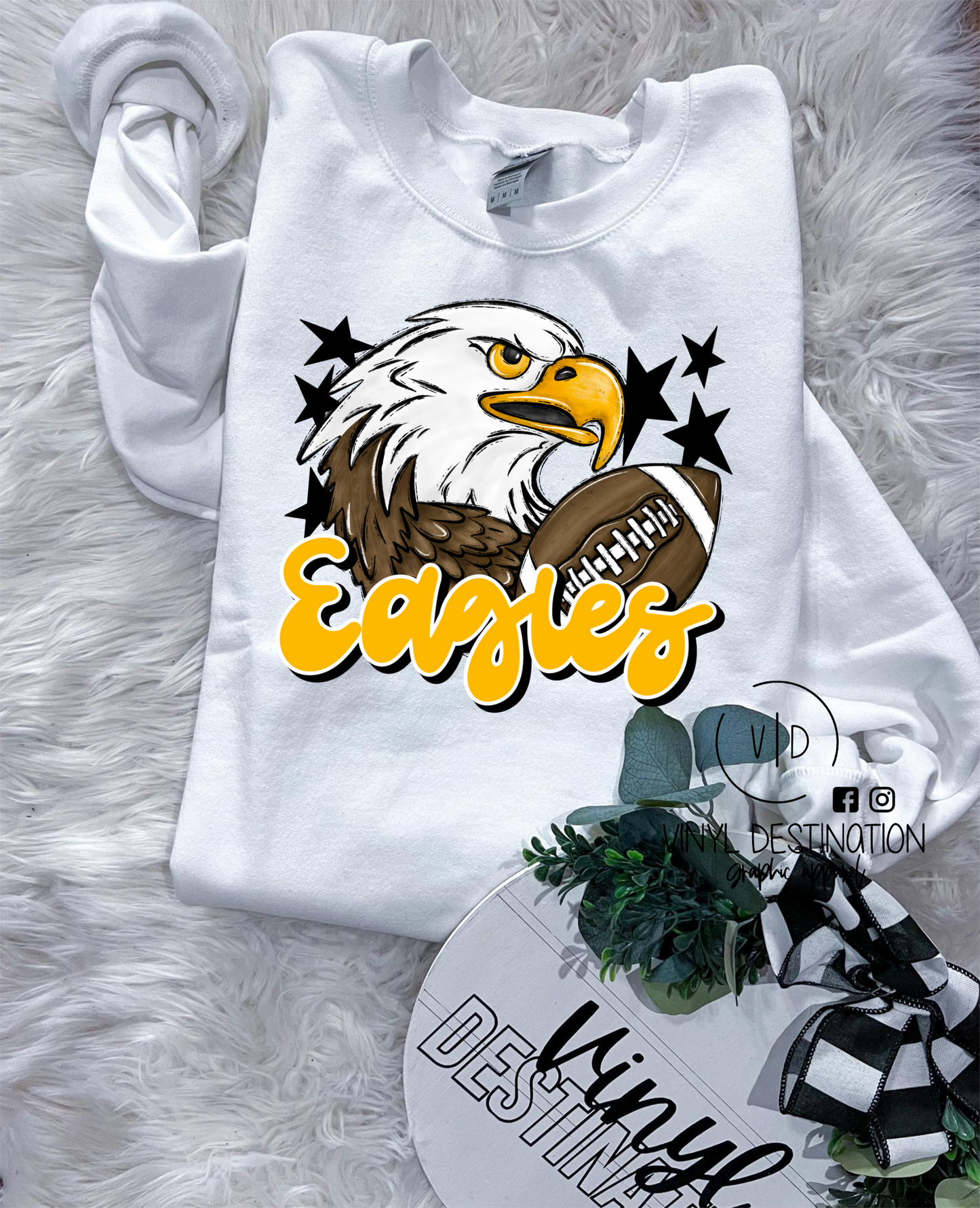 EAGLES MASCOT FOOTBALL TEE, CREWNECK, OR HOODIE