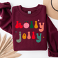 HOLLY JOLLY ON MAROON CREW + TEE