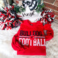 **YOUTH**VINTAGE BULLDOG FOOTBALL ON RED TEE, CREW, HOODIE