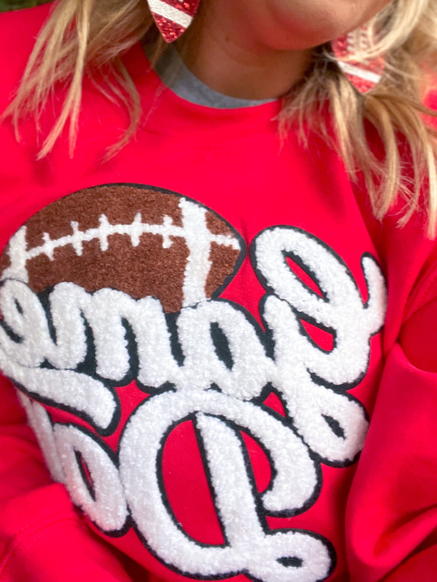 FOOTBALL GAME DAY PATCH CREWNECK SWEATSHIRT