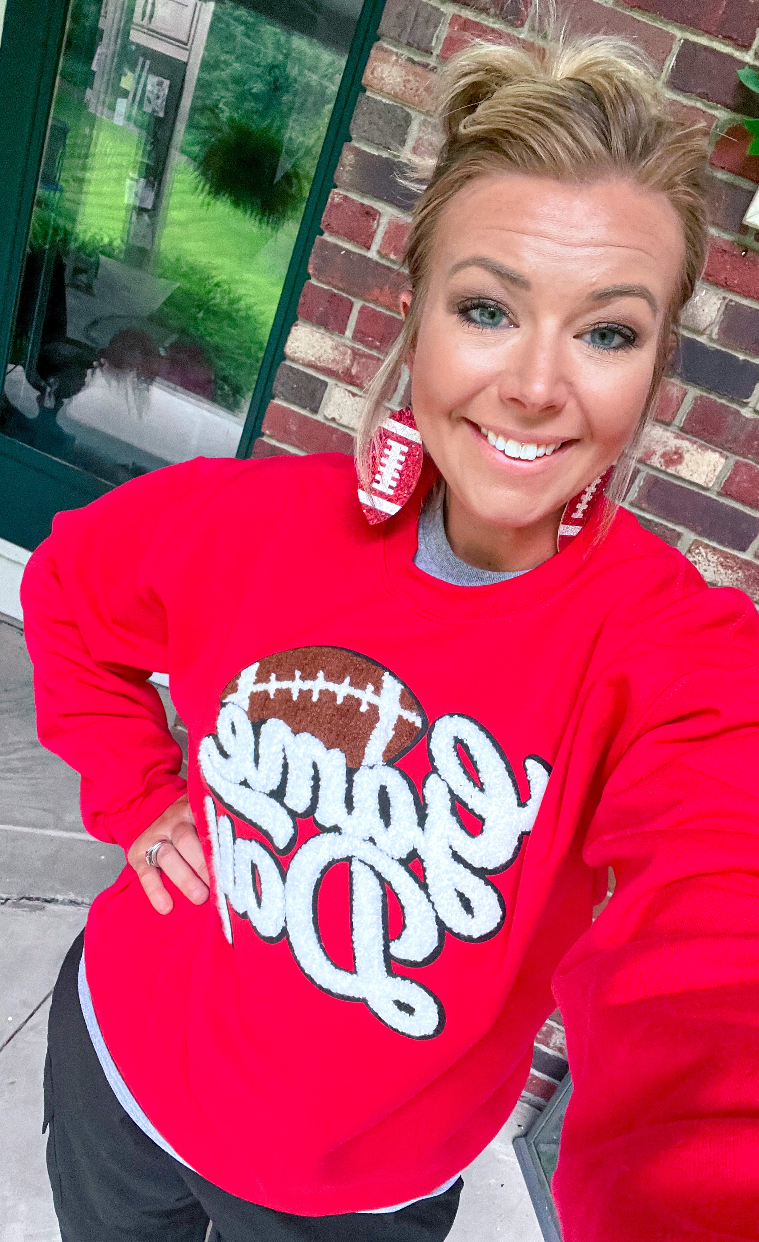 FOOTBALL GAME DAY PATCH CREWNECK SWEATSHIRT Vinyl Destination Shop football-game-day-patch-crewneck-sweatshirt-vinyl-destination-shop
