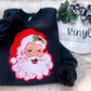 SANTA fuzzy chenille patch crew + tee