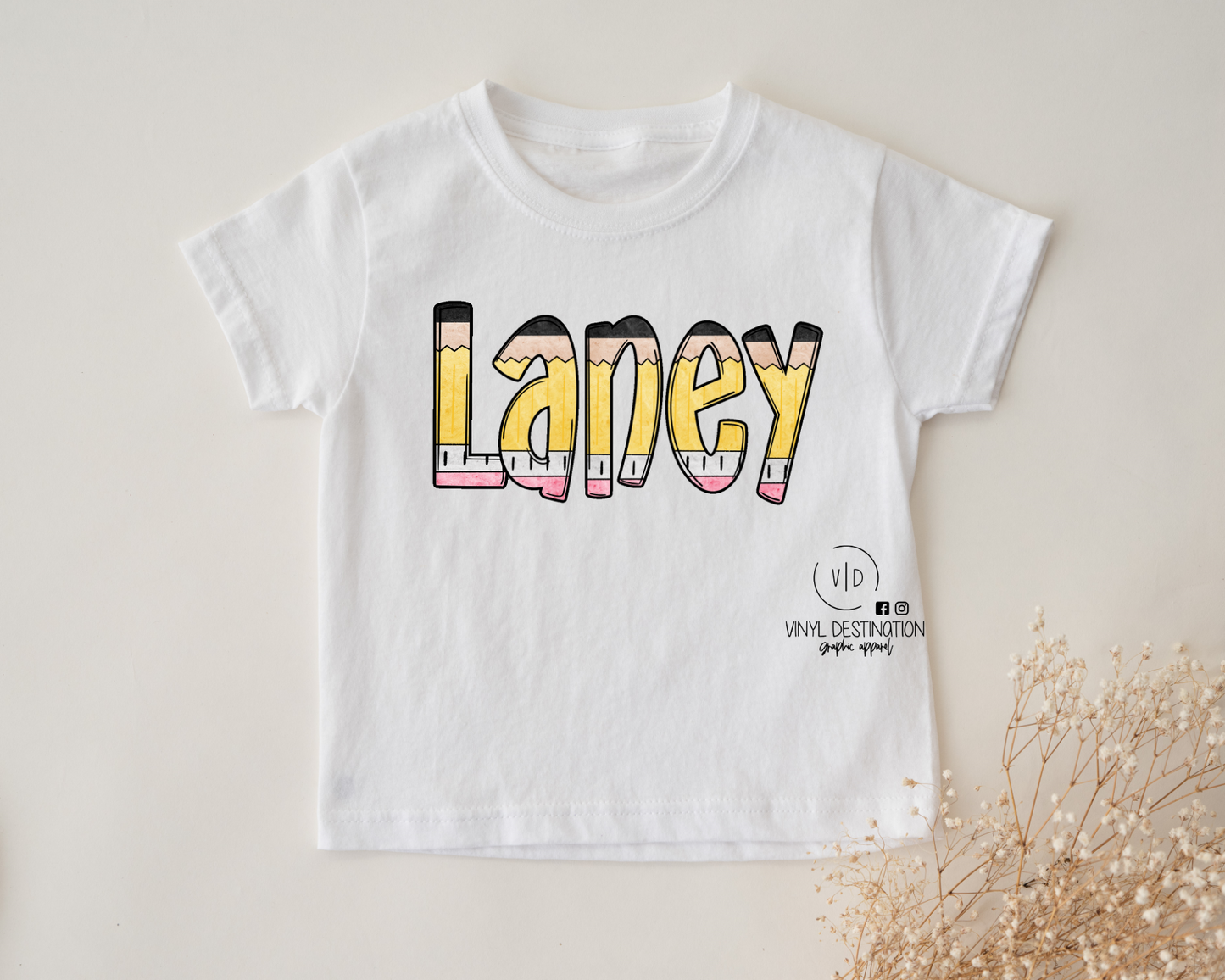 BACK TO SCHOOL-PENCIL LETTER NAME TEE