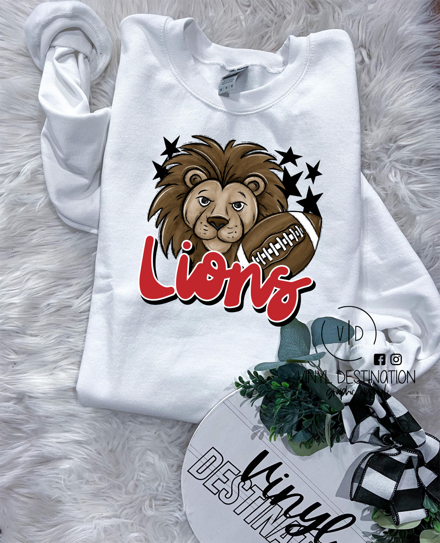 YOUTH LIONS MASCOT FOOTBALL TEE, CREWNECK, OR HOODIE