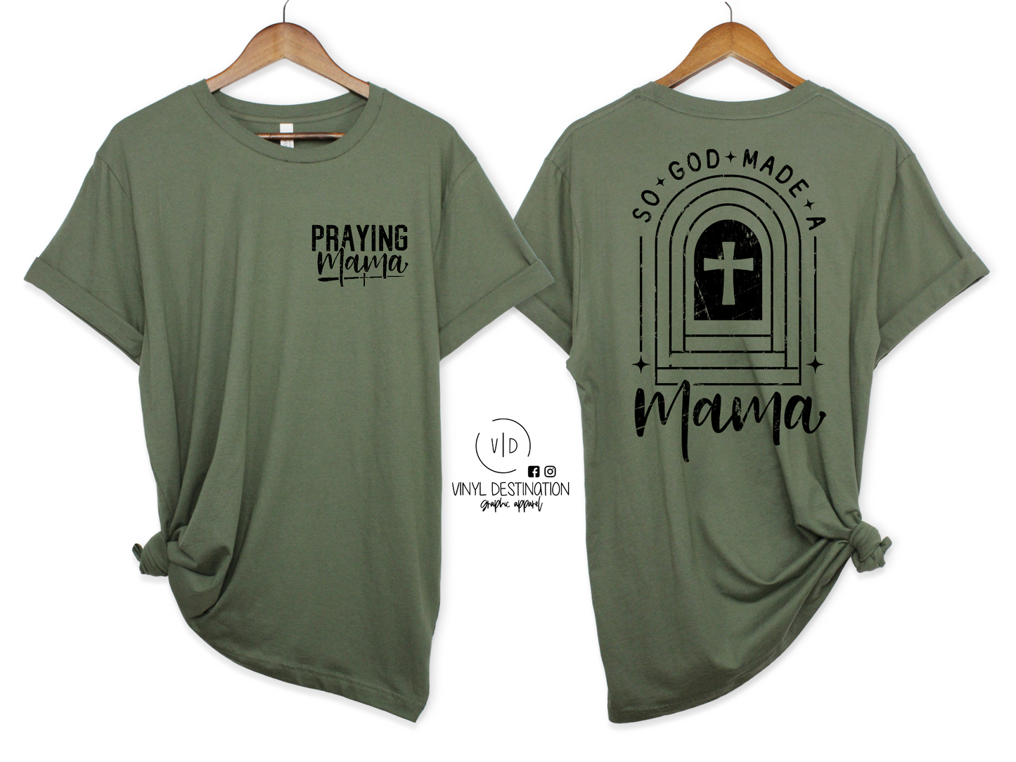 PRAYING MAMA-olive Crew + Tee