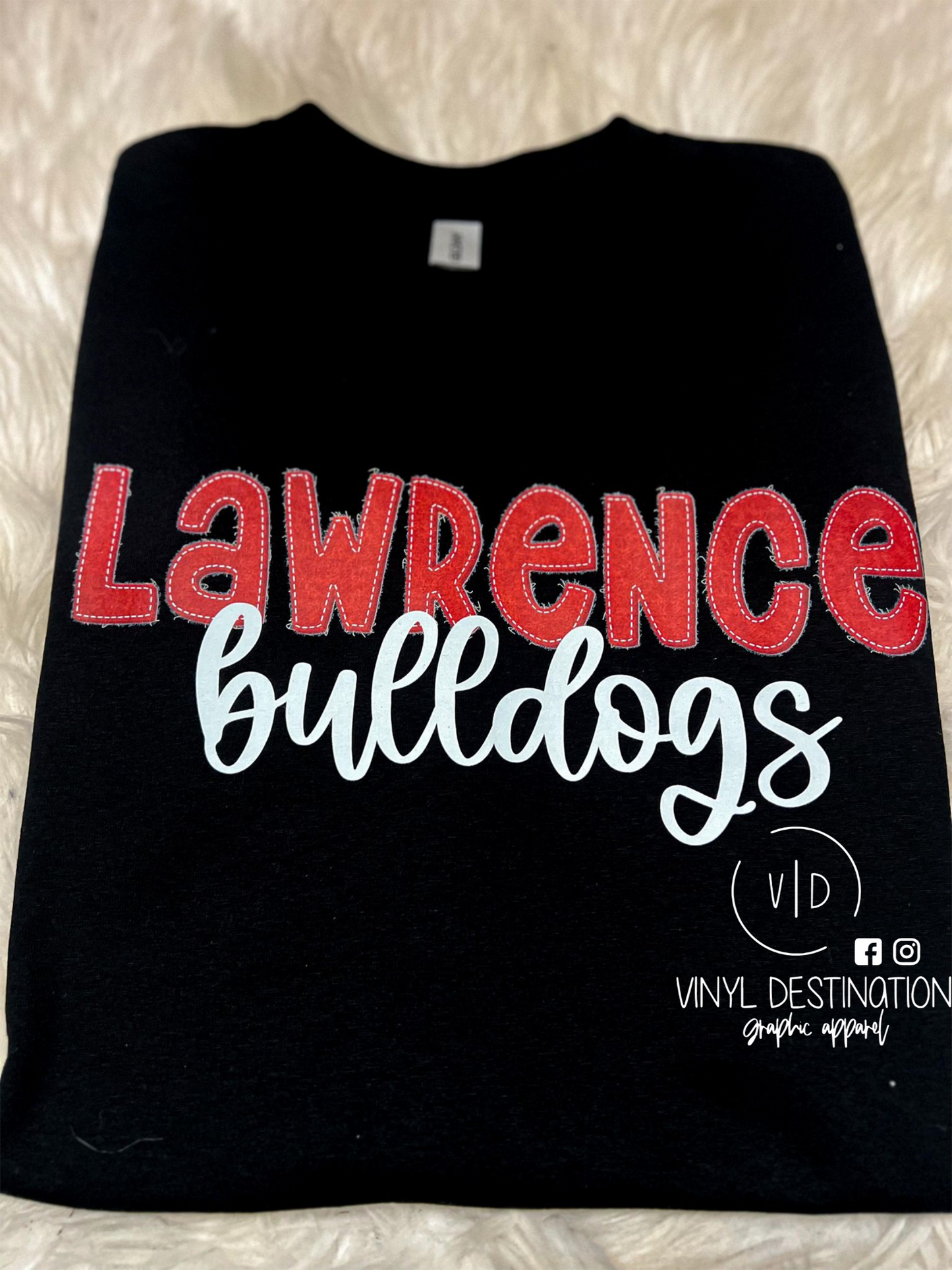 Faux Raggy Letter Lawrence Bulldogs Crew + Tee