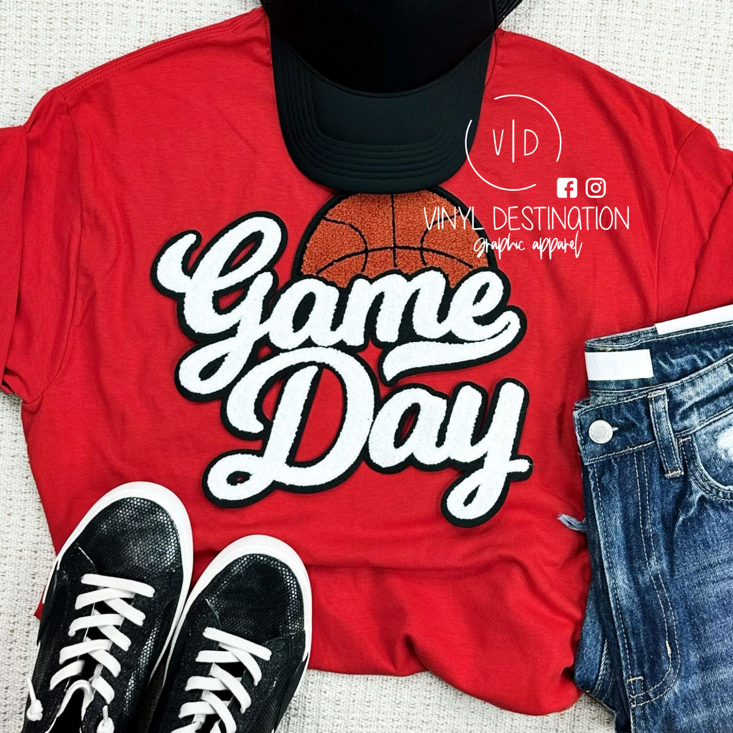 BASKETBALL GAME DAY PATCH CREWNECK SWEATSHIRT