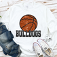 "Bling" effect bulldogs basketball on white- adult & youth