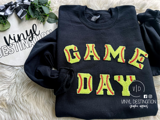 GAME DAY- SOFTBALL CHENILLE PATCH CREW+TEE