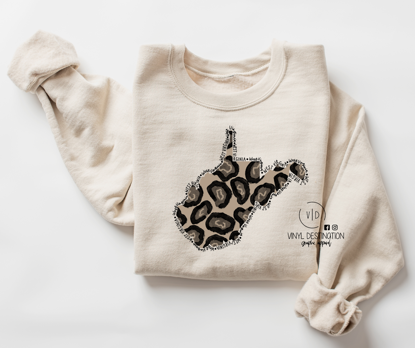 WV Leopard on cream tee + crewneck