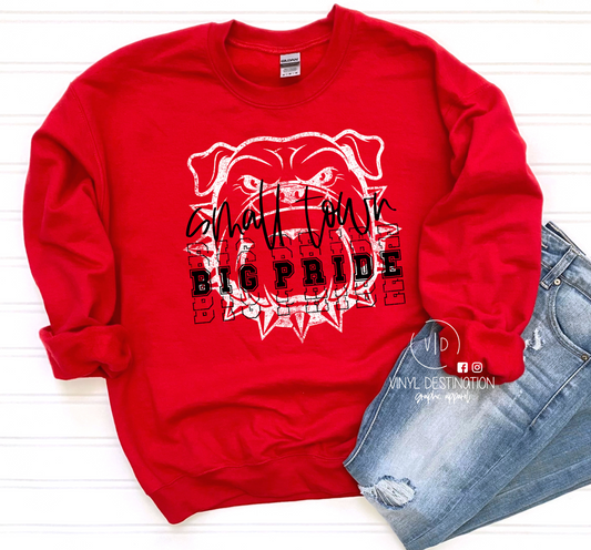 SMALL TOWN, BIG PRIDE BULLDOGS- TEE, CREW, HOODIE