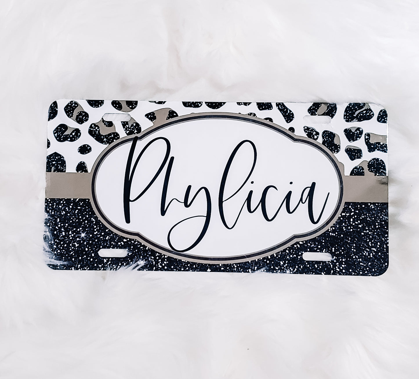 Leopard/Glitter License Plate