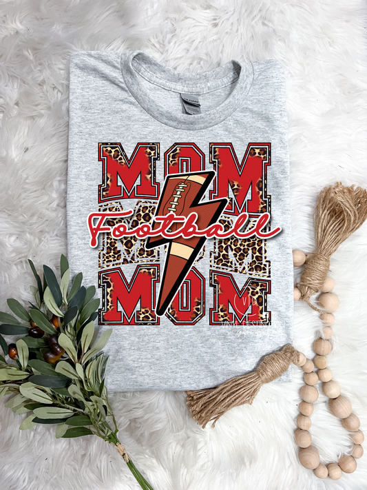 FOOTBALL MOM LIGHTNING BOLT TEE + CREW