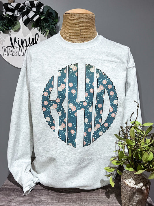 Spring Floral Monogram Tee + Pullover