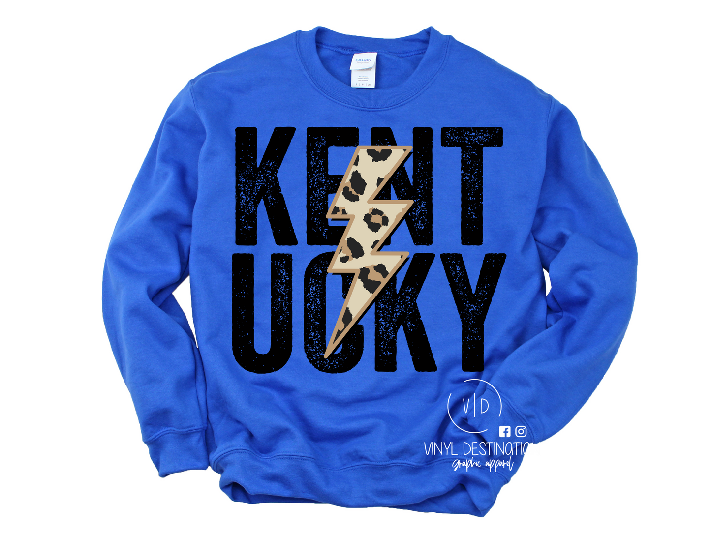 KENTUCKY LIGHTNING BOLT LEOPARD CREW/TEE