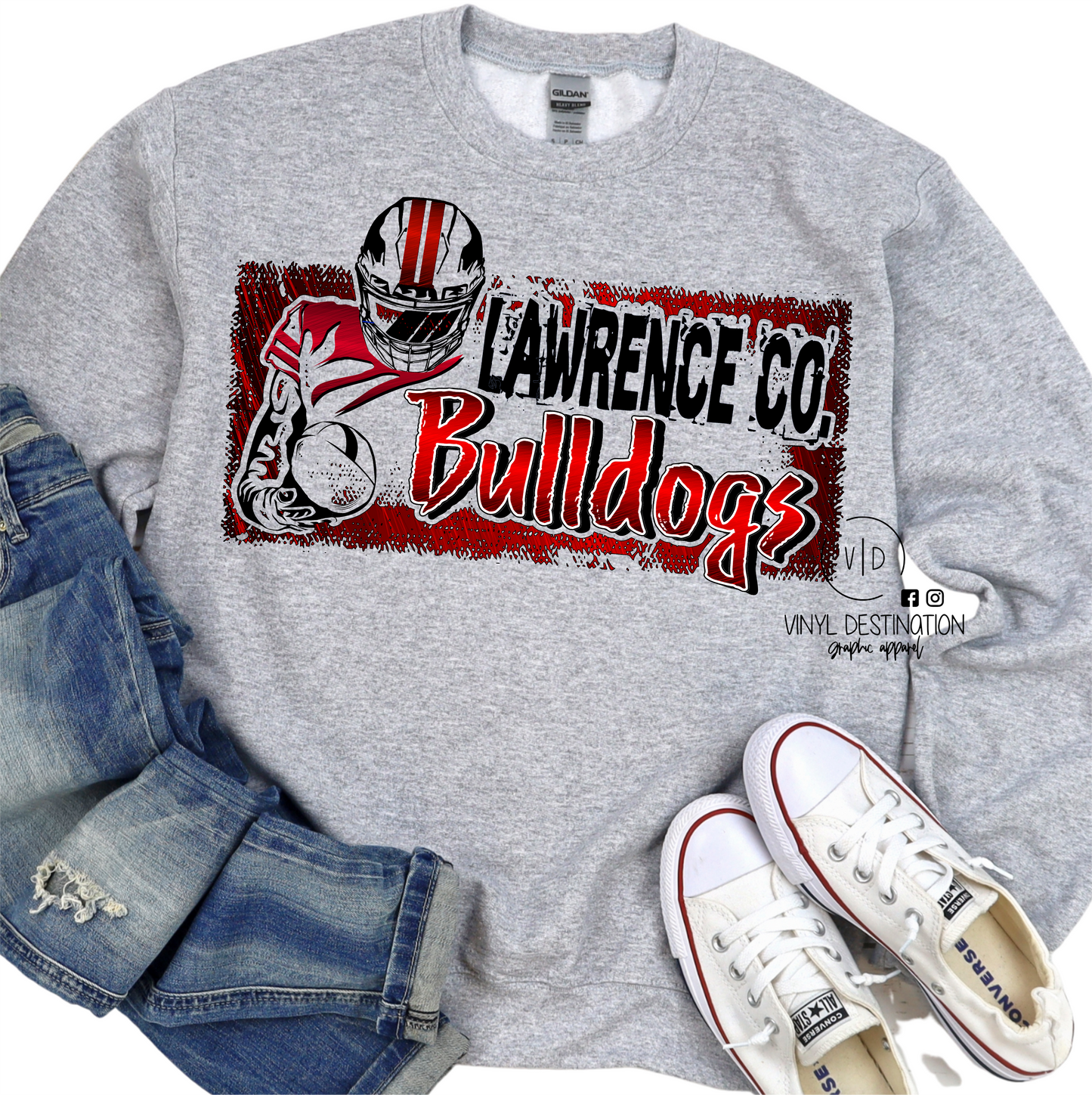 LAWRENCE CO BULLDOG FOOTBALL CREW + TEE