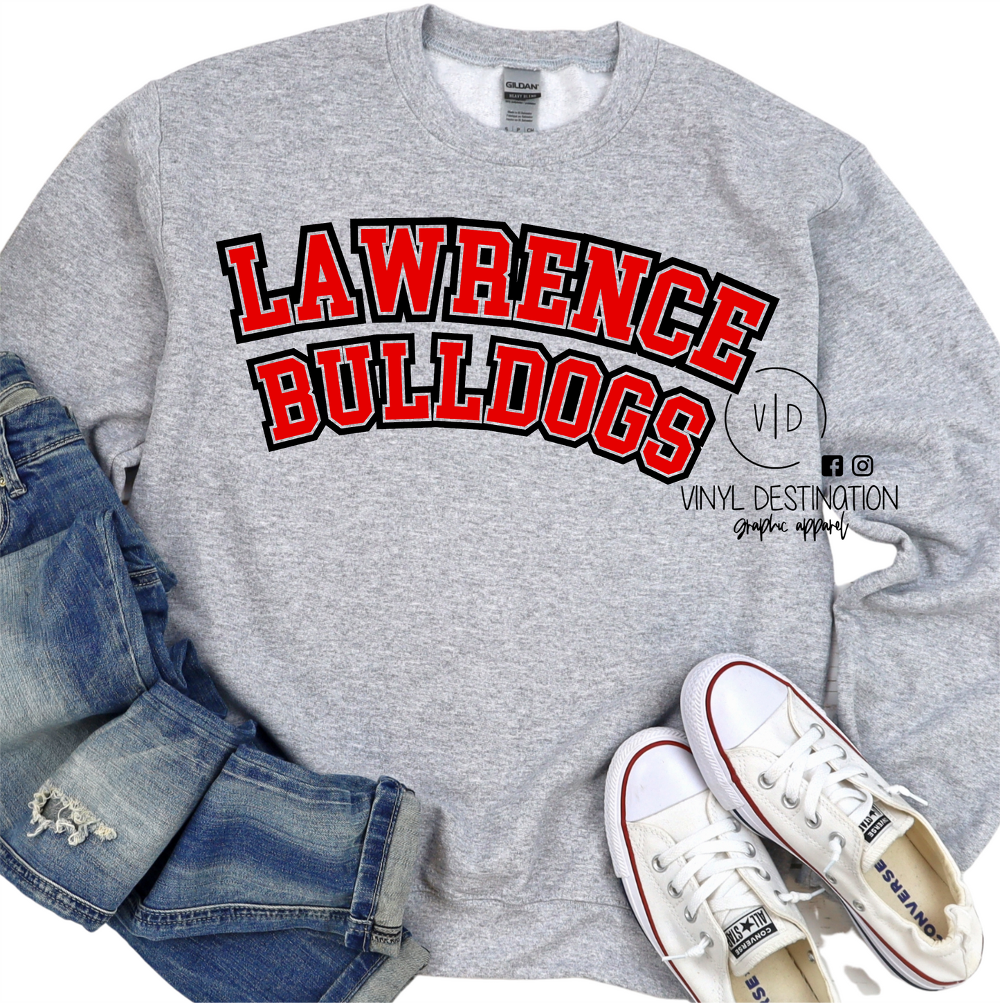 LAWRENCE BULLDOGS BASIC TEE,CREW,HOODIE