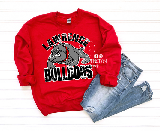 YOUTH LAWRENCE BULLDOGS VINTAGE DAWG TEE, SWEATSHIRT, HOODIE