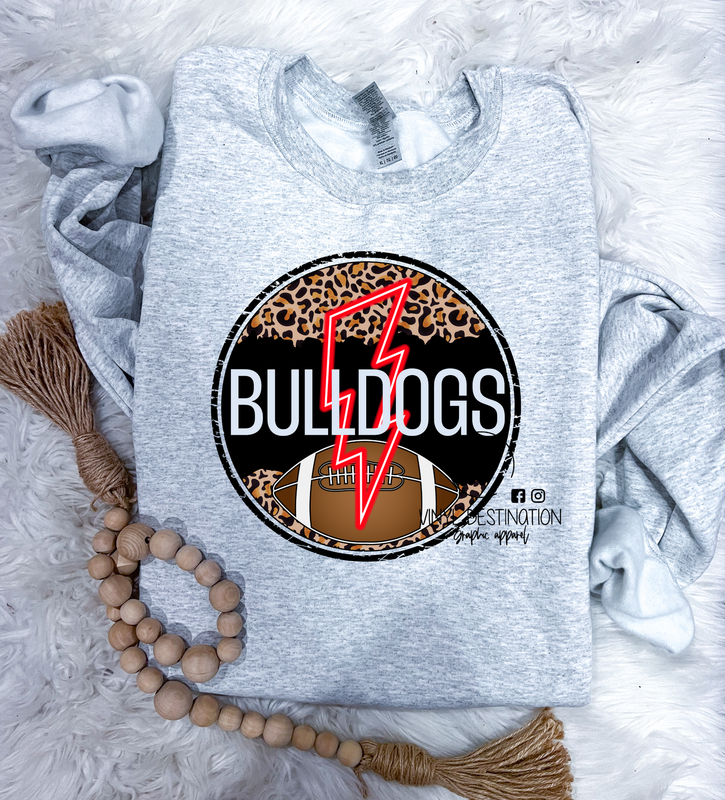 Leopard & Lightning Bulldogs Tee + Crew