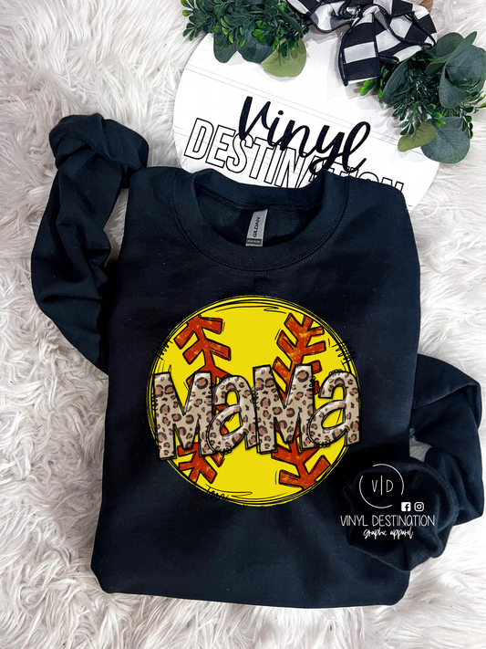 SOFTBALL LEOPARD MAMA-TEE, SWEATSHIRT, HOODIE