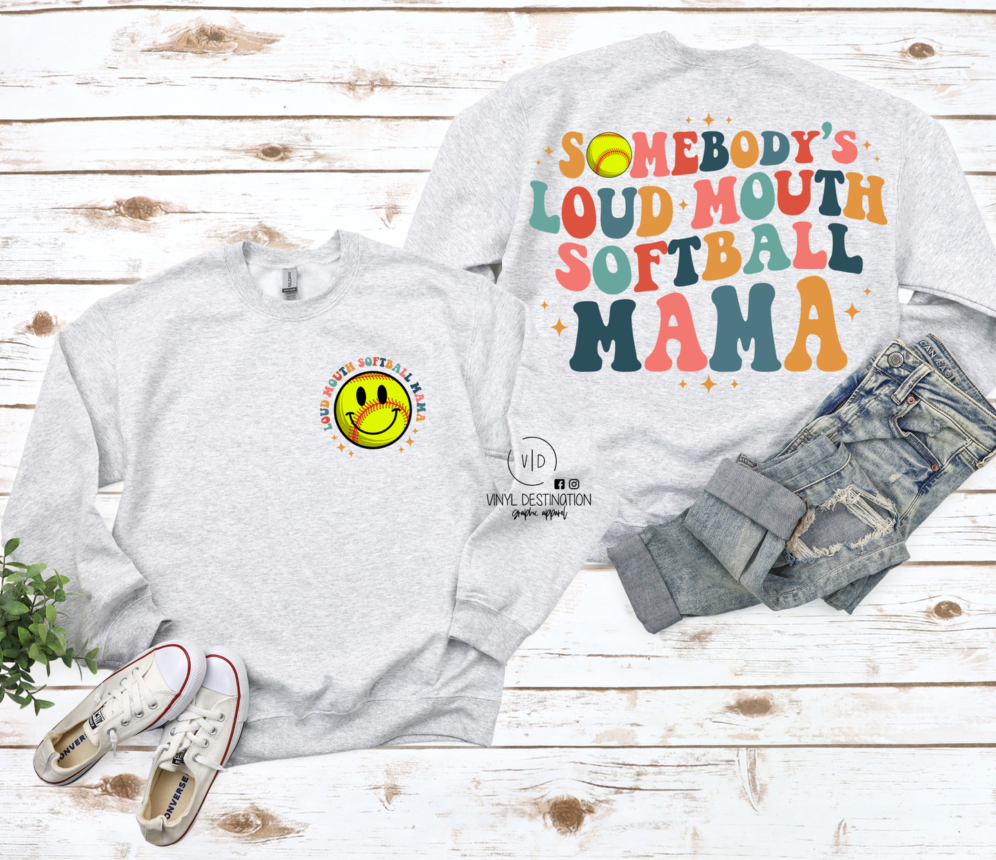 LOUD MOUTH SOFTBALL MAMA CREW/TEE