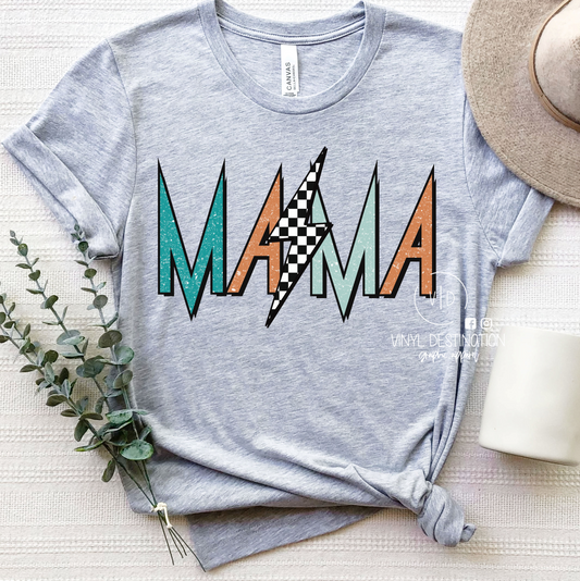 MAMA BLACK/WHITE LIGHTING BOLT TEE