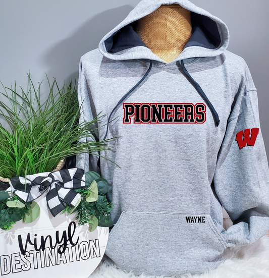 PIONEERS Hoodie with pocket & sleeve logo