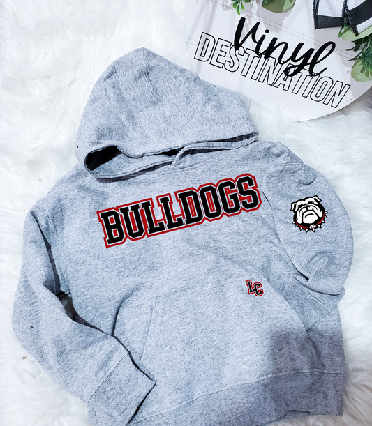 YOUTH BULLDOG hoodie with pocket and sleeve logo