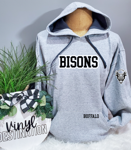 BISONS Hoodie with pocket & sleeve logo