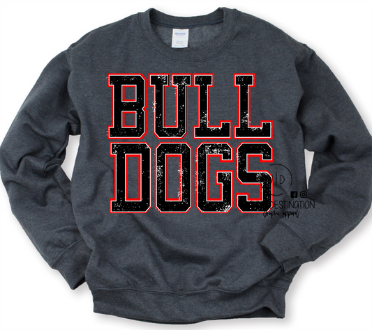 LAYERED DISTRESSED BULLDOG PULLOVER/ TEE